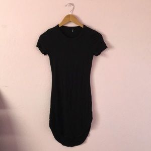 Black Cotton Short Sleeve Bodycon Dress